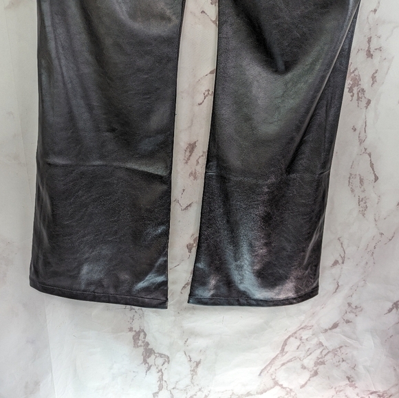 Gap Pants Women 10 30 R Black Faux Vegan Leather High Rise 70s Flare Bell Bottom - Picture 9 of 15